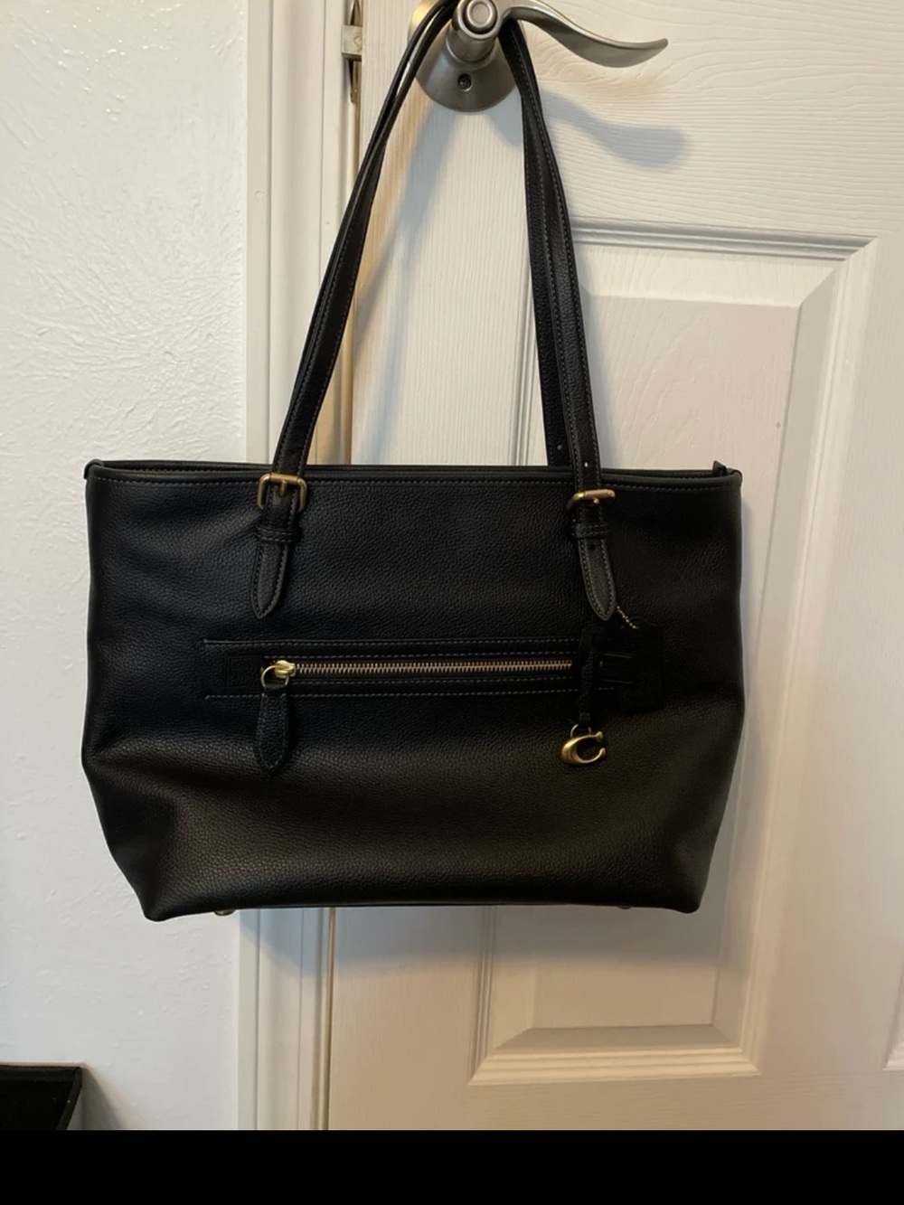 Coach Taylor Pebble Leather Tote Bag (Black)